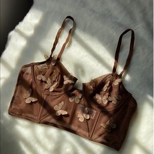 Brown Butterfly Corset Top